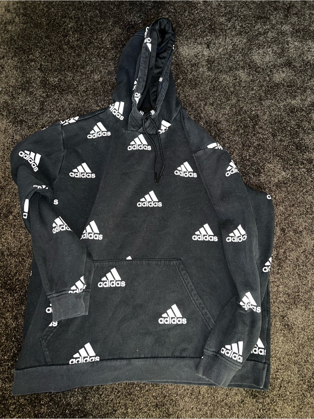 adidas Black Logo All-Over Print men’s  Hoodie hip hop